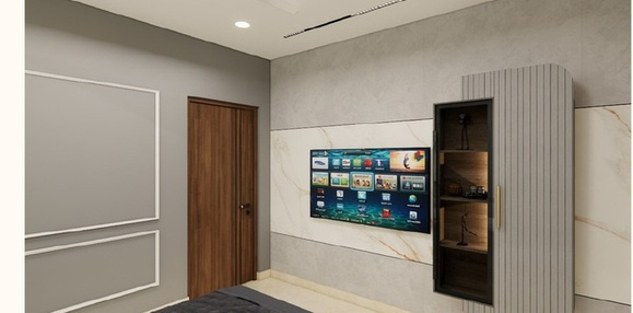 Compact home media and storage wall