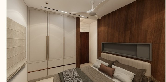 Warm Contemporary bedroom storage